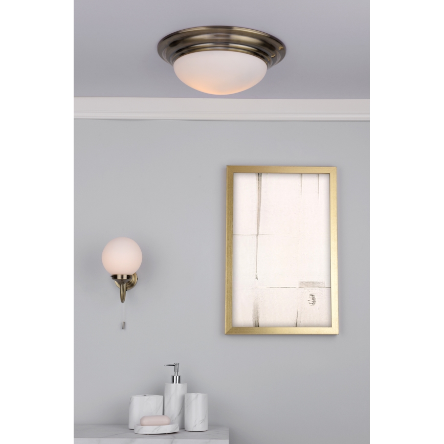 Där Lighting BAR5275 - Plafoniera da bagno BARCLAY 1xE27/60W/230V Ø 31 cm ottone