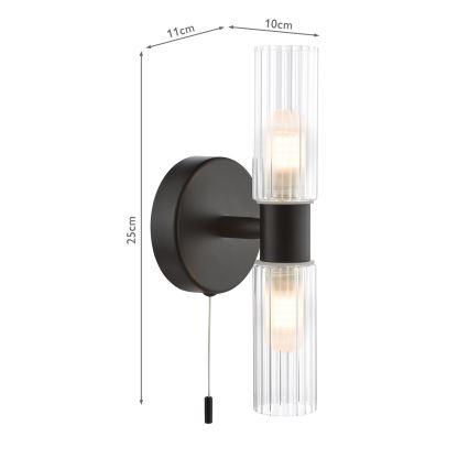 Där Lighting BOL0922 - Applique murale pour salle de bains BOLTON 2xG9/5W/230V IP44 noire