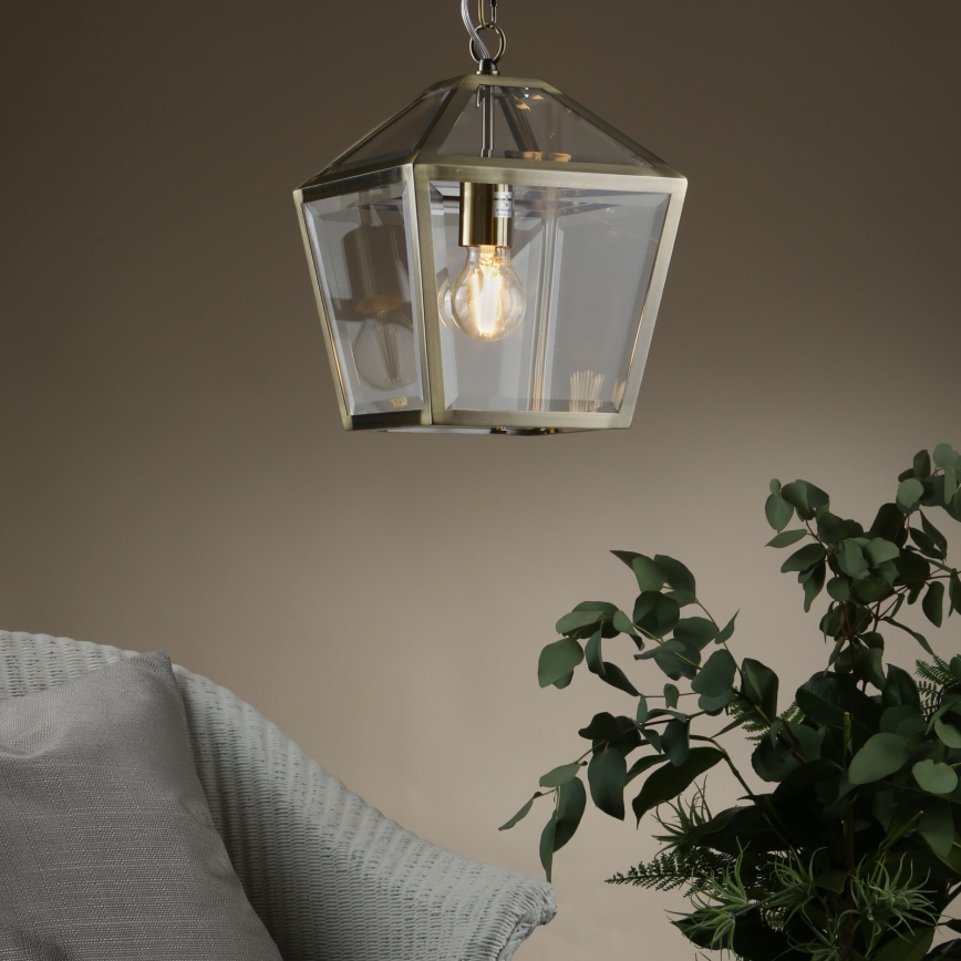 Där Lighting CHU0175 - CHURCHILL Hängeleuchte an Kette 1xE27/60W/230V Messing