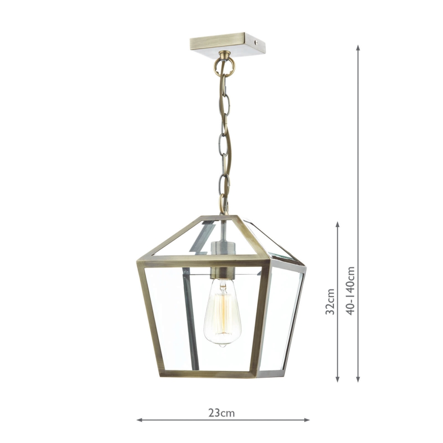 Där Lighting CHU0175 - CHURCHILL Hängeleuchte an Kette 1xE27/60W/230V Messing
