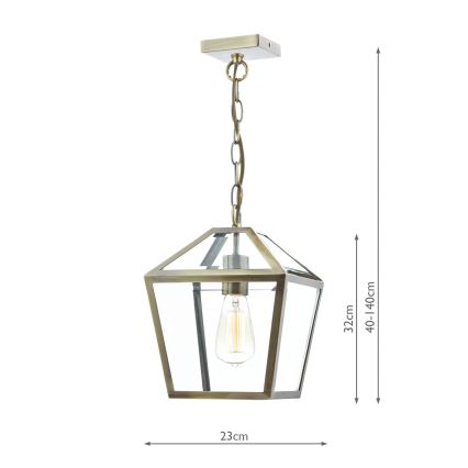Där Lighting CHU0175 - Lampadario a catena CHURCHILL 1xE27/60W/230V ottone