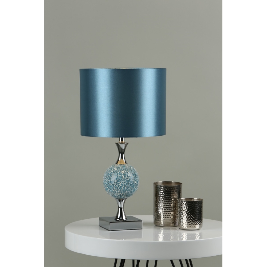 Där Lighting ELS4223 - Lampe de table ELSA 1xE27/40W/230V bleu/chrome brillant
