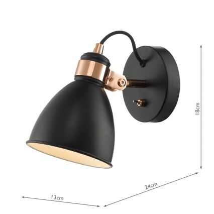Där Lighting FRE0722 - Wandstrahler FREDERICK 1xE14/40W/230V schwarz