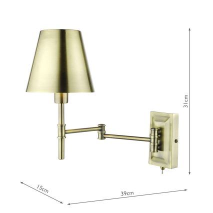 Där Lighting KEN0775 - Applique murale orientable KENSINGTON 1xE14/25W/230V laiton