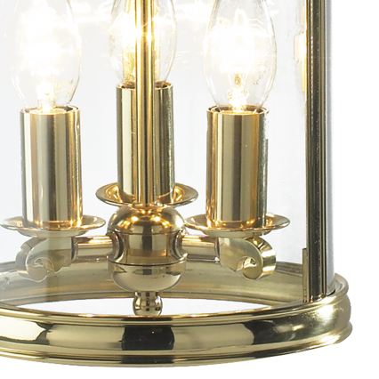 Där Lighting LAM0340 - Lustre LAMBETH suspendu sur chaîne, 3xE14/60W/230V, finition laiton