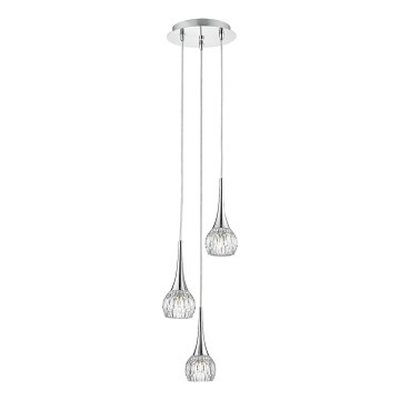 Där Lighting LYA0350 - Lampadario a sospensione su cavo LYALL 3xG9/40W/230V cromo lucido