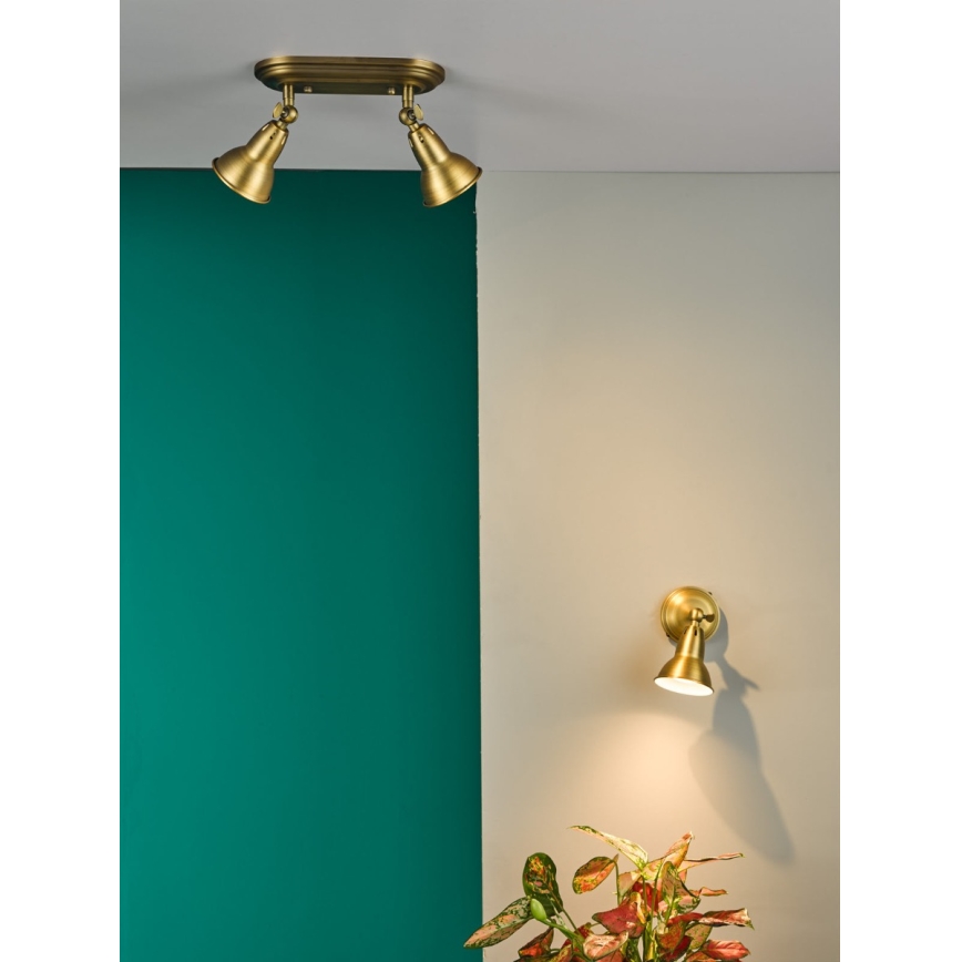 Där Lighting NAT0742 - Faretto da parete NATHANIEL 1xGU10/11W/230V in ottone