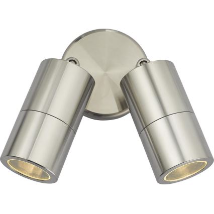 Där Lighting ORT0968 - Faretto da parete LED per esterni ORTEGA 2xGU10/5W/230V IP65 cromo lucido