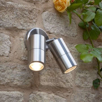 Där Lighting ORT0968 - Faretto da parete LED per esterni ORTEGA 2xGU10/5W/230V IP65 cromo lucido