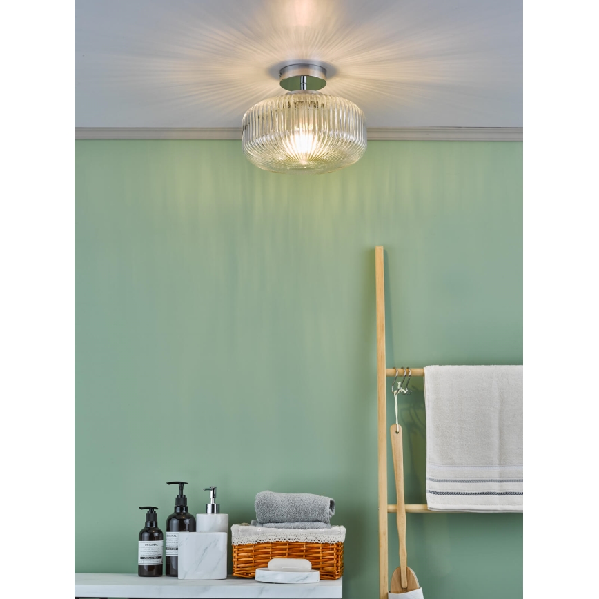 Där Lighting RIV5208 - Plafoniera da bagno RIVA a montaggio superficiale 1xE27/60W/230V IP44 cromato lucido