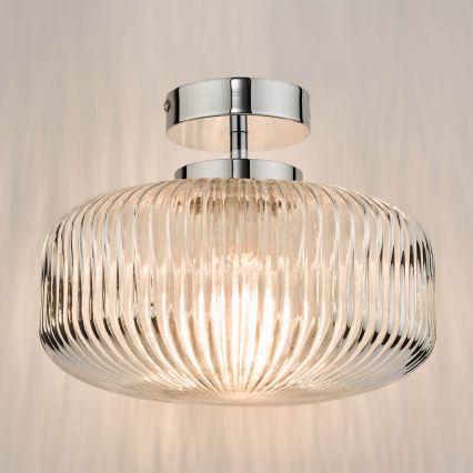 Där Lighting RIV5208 - Plafoniera da bagno RIVA a montaggio superficiale 1xE27/60W/230V IP44 cromato lucido