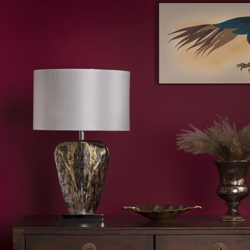 Där Lighting SYR4235 - Lampada da tavolo SYRACUSE 1xE27/60W/230V cromo lucido/crema