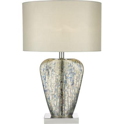 Där Lighting SYR4235 - Tischleuchte SYRACUSE 1xE27/60W/230V glänzender Chrom/Creme