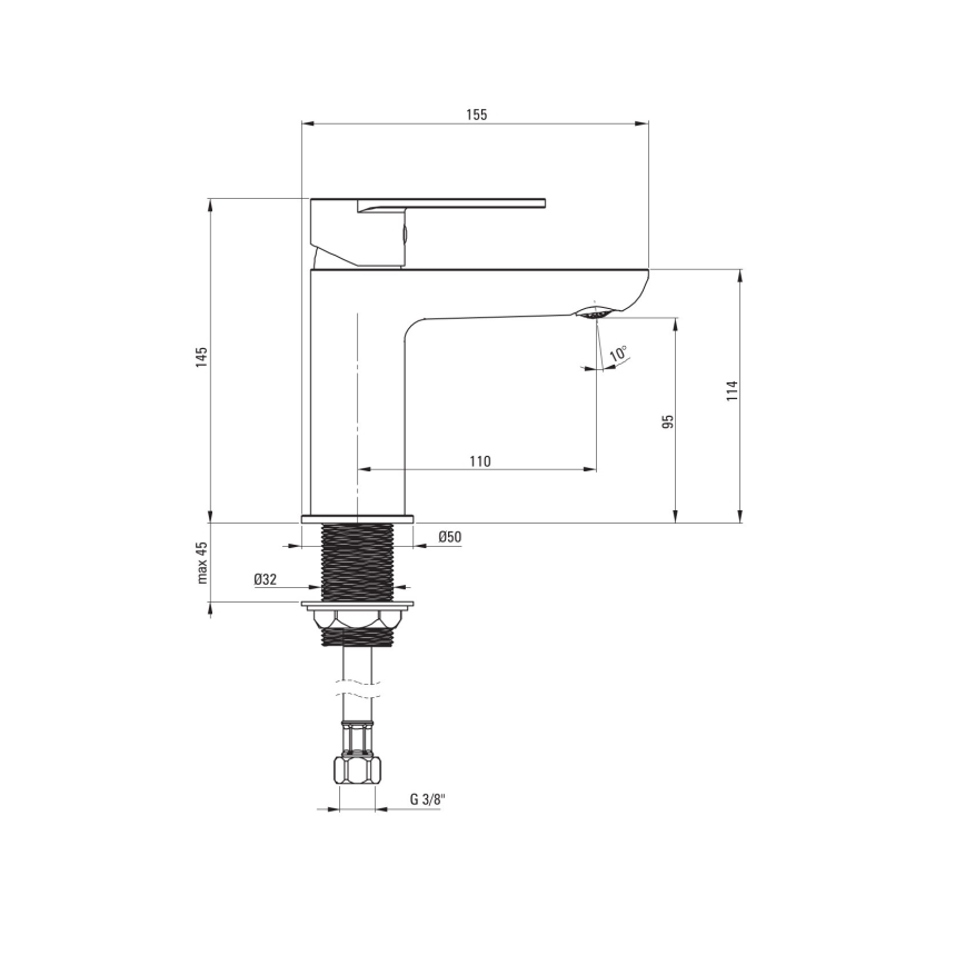 Deante BGA_020M - Miscelatore per lavabo ALPINIA cromato lucido