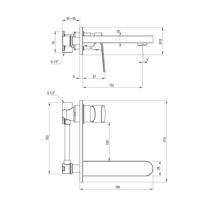 Deante BGA_054L - Miscelatore lavabo ALPINIA per installazione ad incasso, cromato lucido