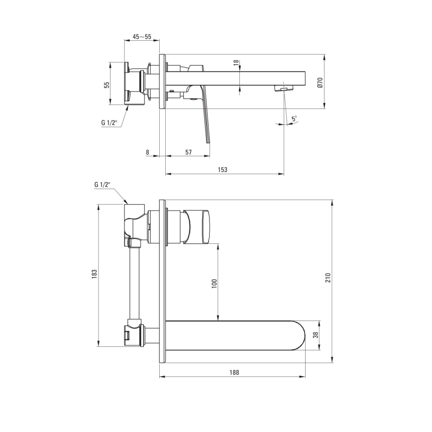 Deante BGA_054L - Miscelatore lavabo ALPINIA per installazione ad incasso, cromato lucido