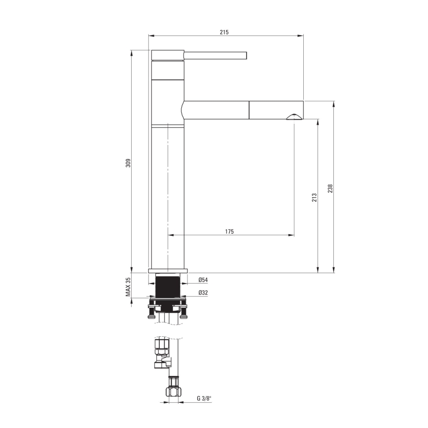 Deante BGE_022K - Miscelatore per lavabo ORA con doccetta estraibile, 30,9 cm, cromo lucido