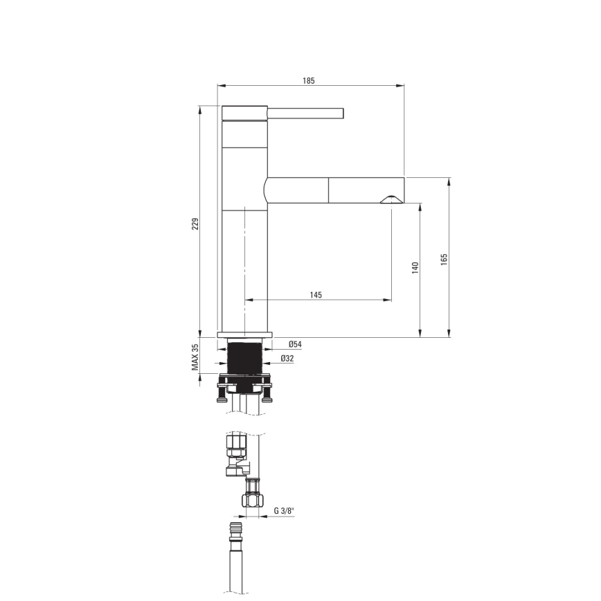 Deante BGE_N22M - Miscelatore per lavabo con doccetta estraibile ORA 22,9 cm nero