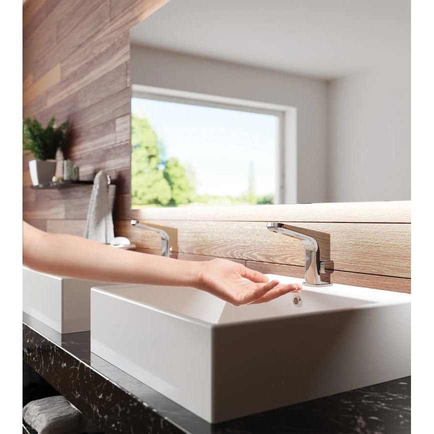 Deante BQH_029R - Senza tocco rubinetto per lavabo con regolazione di temperatura HIACYNT 4xAA cromo lucido