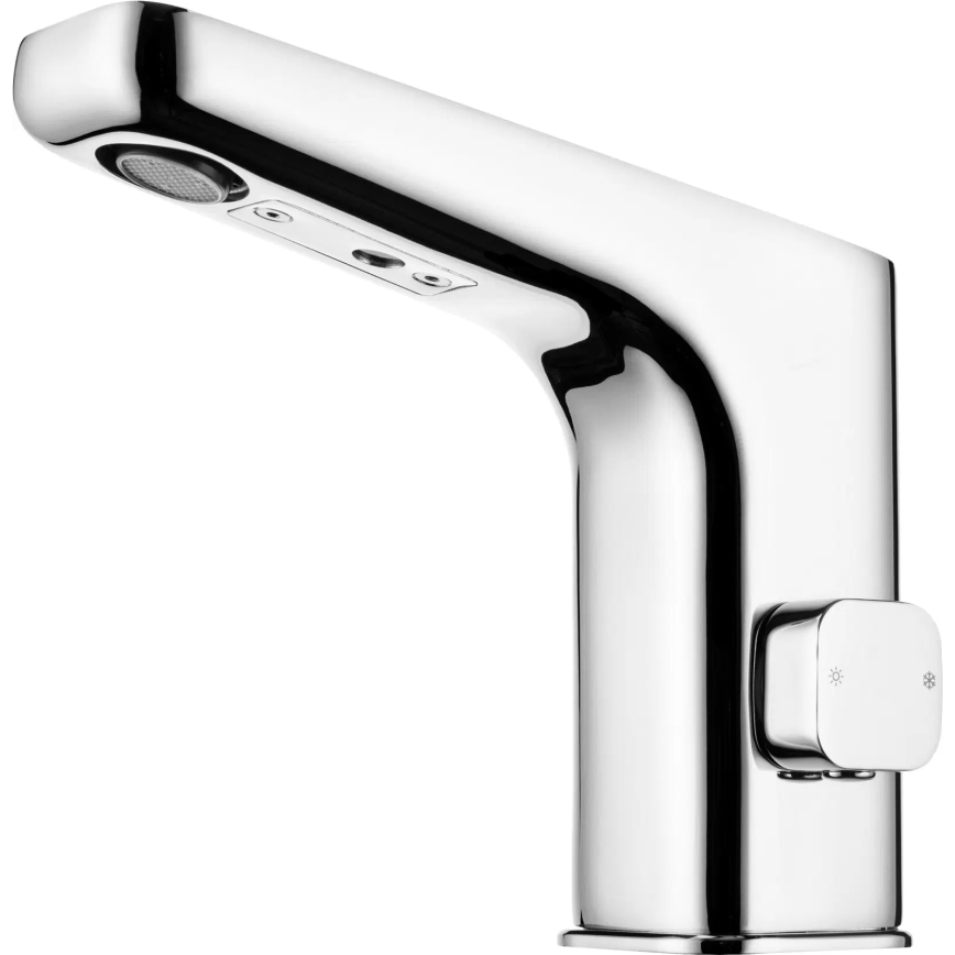 Deante BQH_029R - Senza tocco rubinetto per lavabo con regolazione di temperatura HIACYNT 4xAA cromo lucido