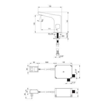 Deante BQH_029V - Rubinetto per lavabo touchless con regolazione HIACYNT 230/6V cromo
