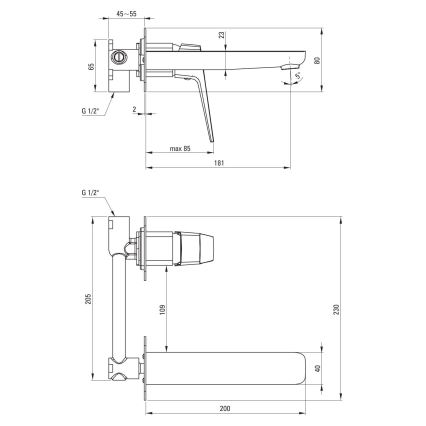 Deante BQL_054L - Mitigeur pour lavabo encastré BLUR, chrome brillant