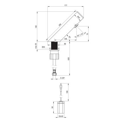Deante BQR_P28R -Touchless  rubinetto per lavabo SENSE 4xAA lucido acciaio
