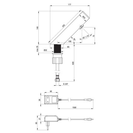 Deante BQR_P28V - Rubinetto touchless per lavabo SENSE 230/6V acciaio lucido