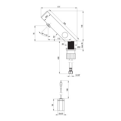 Deante BQR_P29R - Rubinetto lavabo senza contatto con regolazione della temperatura SENSE 4xAA acciaio lucido
