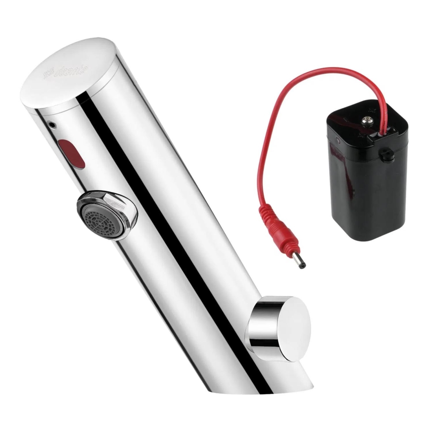 Deante BQR_P29R - Rubinetto lavabo senza contatto con regolazione della temperatura SENSE 4xAA acciaio lucido