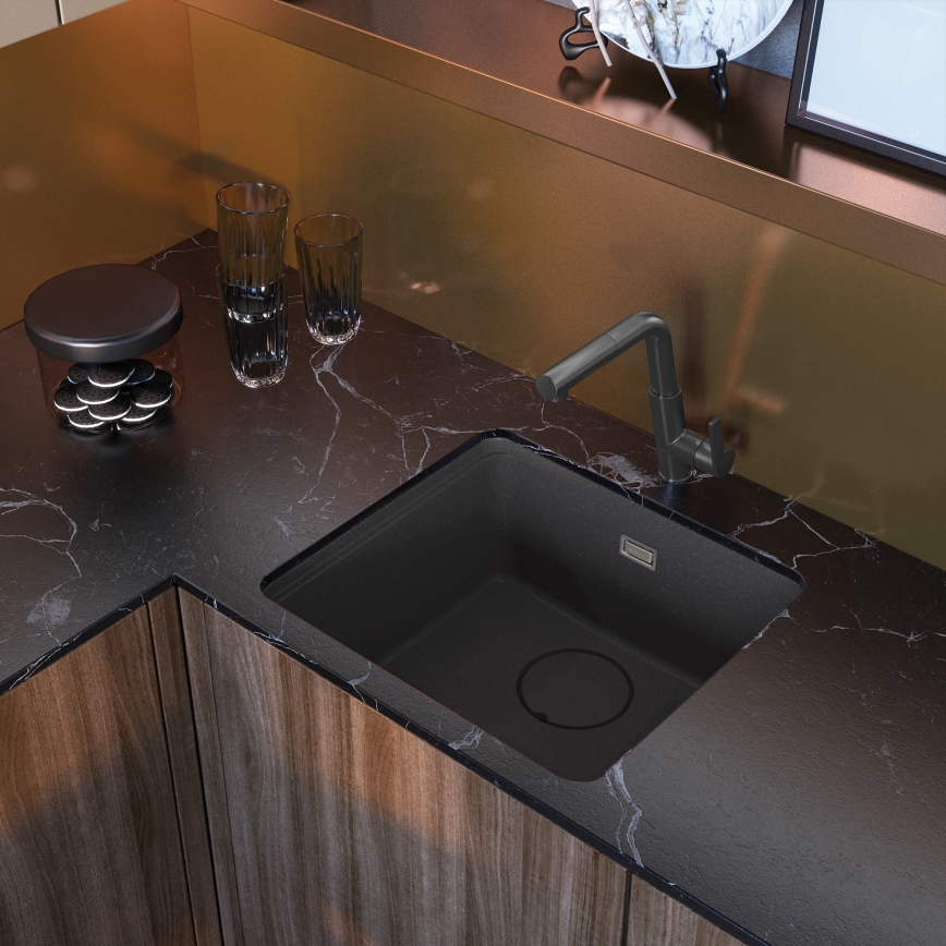 Deante BQS_D73M - Miscelatore da cucina con doccetta estraibile SILIA titanio