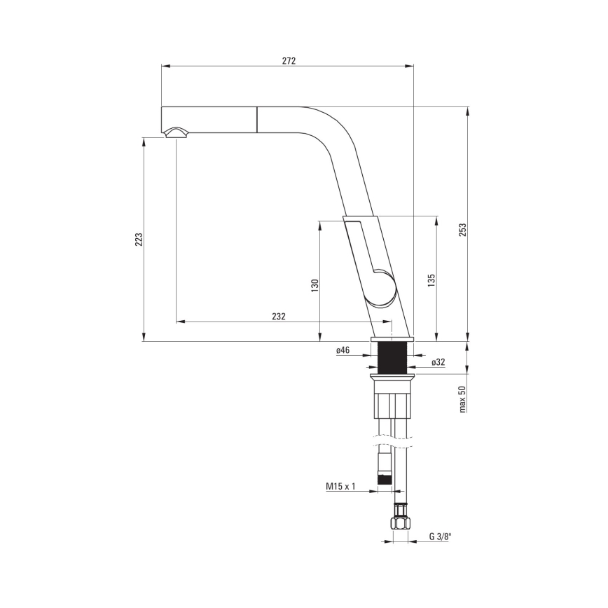 Deante BQS_D73M - Miscelatore da cucina con doccetta estraibile SILIA titanio