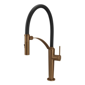 Deante BRC_C72M - Rubinetto per lavello con braccio flessible CORDA pettinato bronzo