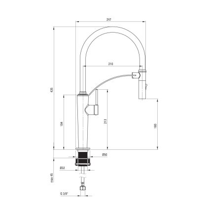 Deante BRC_R72M - Robinet d'évier avec bras flexible CORDA brossé doré