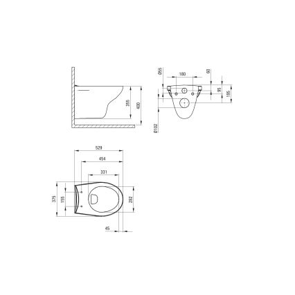 Deante CMOD6SPW - WC a parete con sedile BORO ceramiche/bianco