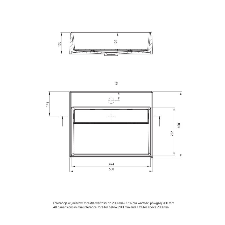 Deante CQR_NU5M - Lavandino da appoggio CORREO 40x50 cm granito/nero