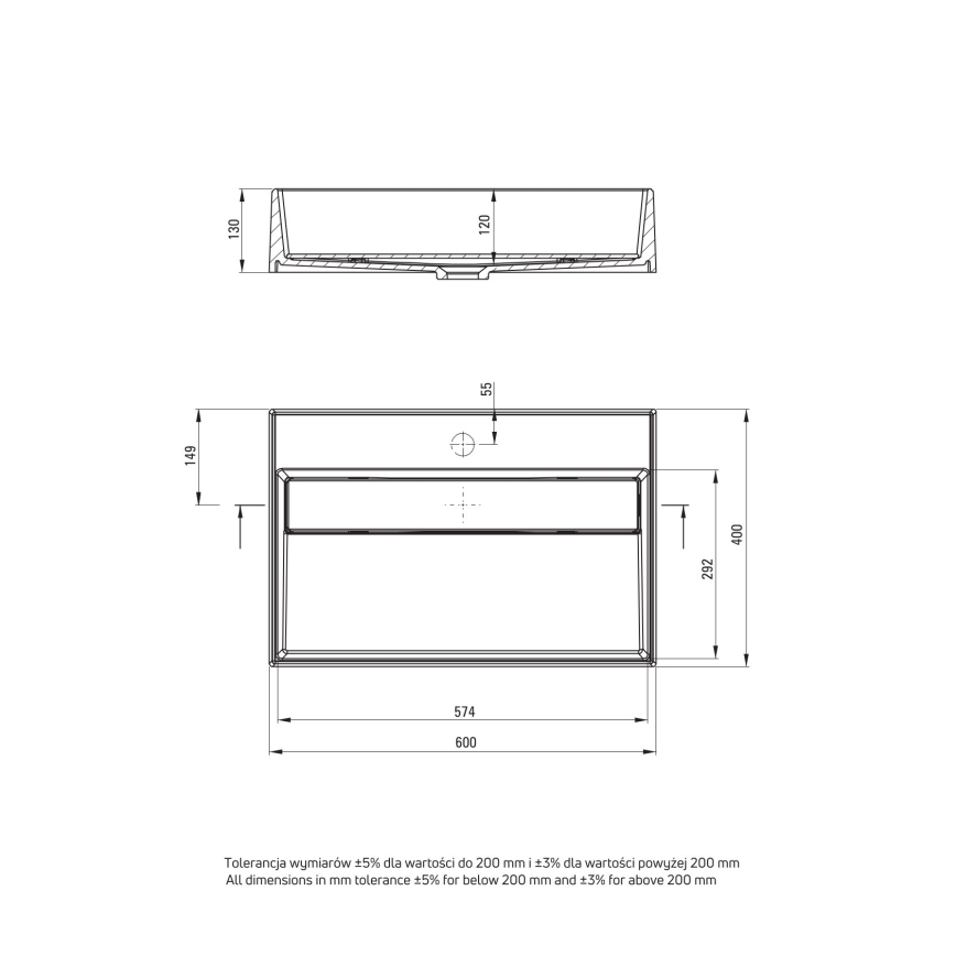 Deante CQR_SU6M - Lavandino da appoggio CORREO 40x60cm granito/grigio metallico