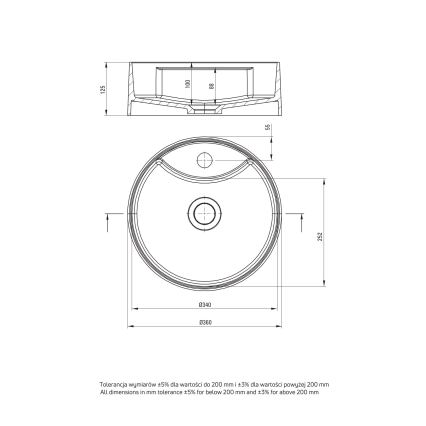 Deante CQS_5U4B - Lavandino da appoggio con un tap hole SILIA diametro 36 cm granito/beige