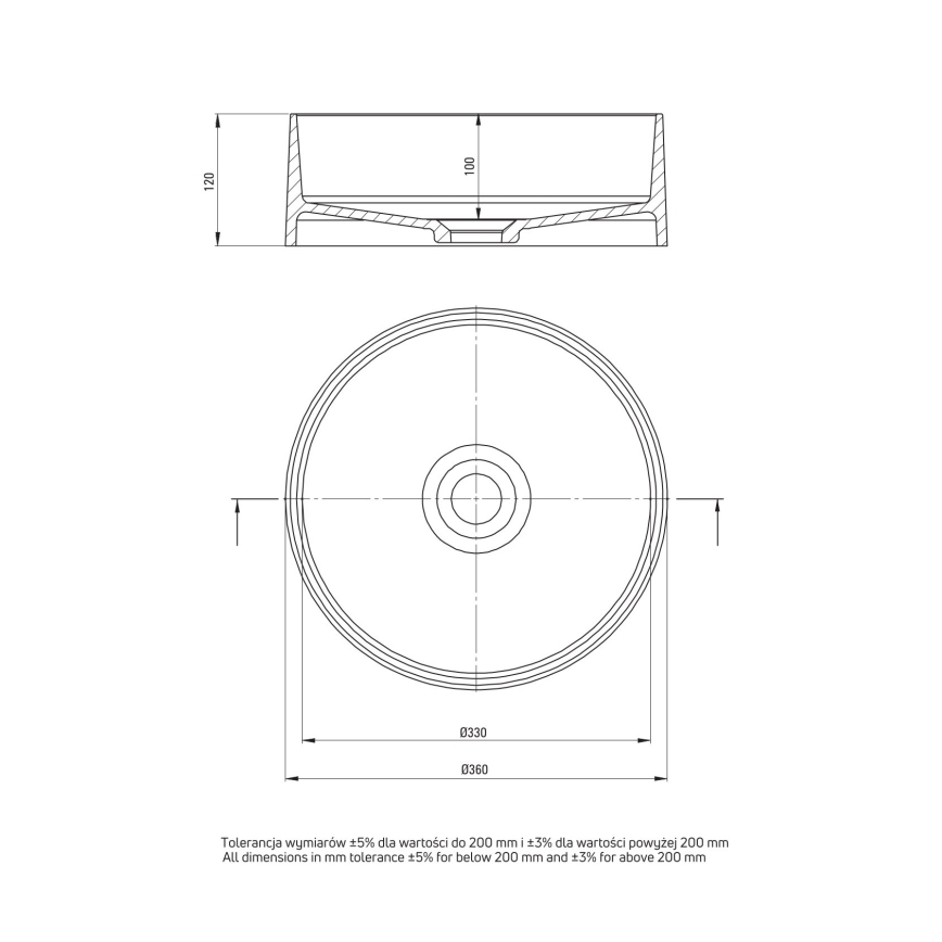 Deante CQS_5U4S - Lavandino da appoggio SILIA diametro 36 cm granito/beige
