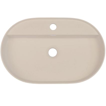 Deante CQS_5U6B - Aufsatzwaschbecken mit Hahnloch SILIA 35x55 cm Granit/beige