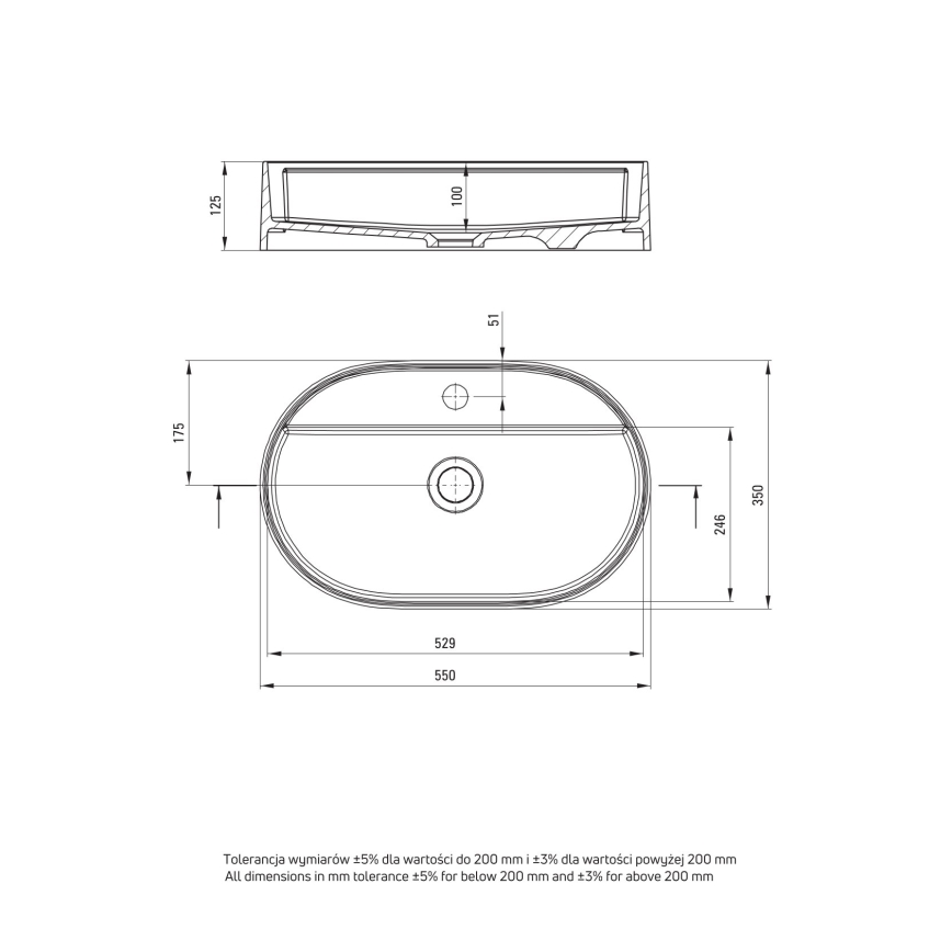 Deante CQS_5U6B - Vasque à poser avec orifice pour le robinet SILIA 35x55 cm granit/beige