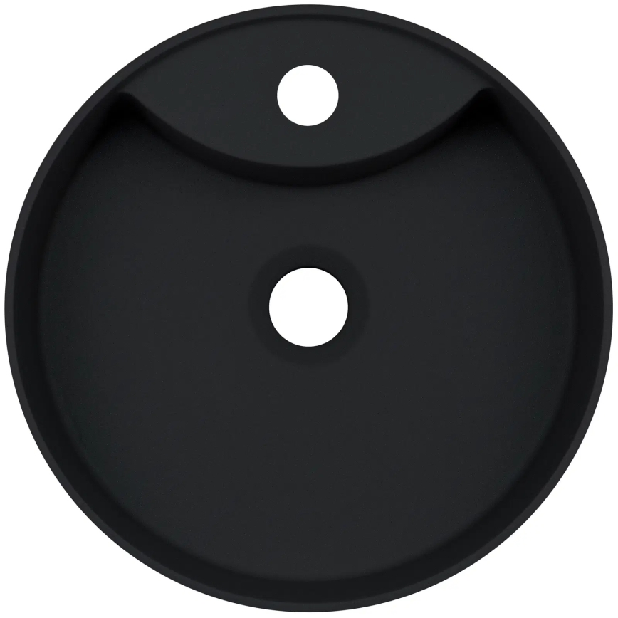 Deante CQS_NU4B - Lavabo da appoggio SILIA con foro preforato per rubinetteria, Ø 36 cm, granito/nero