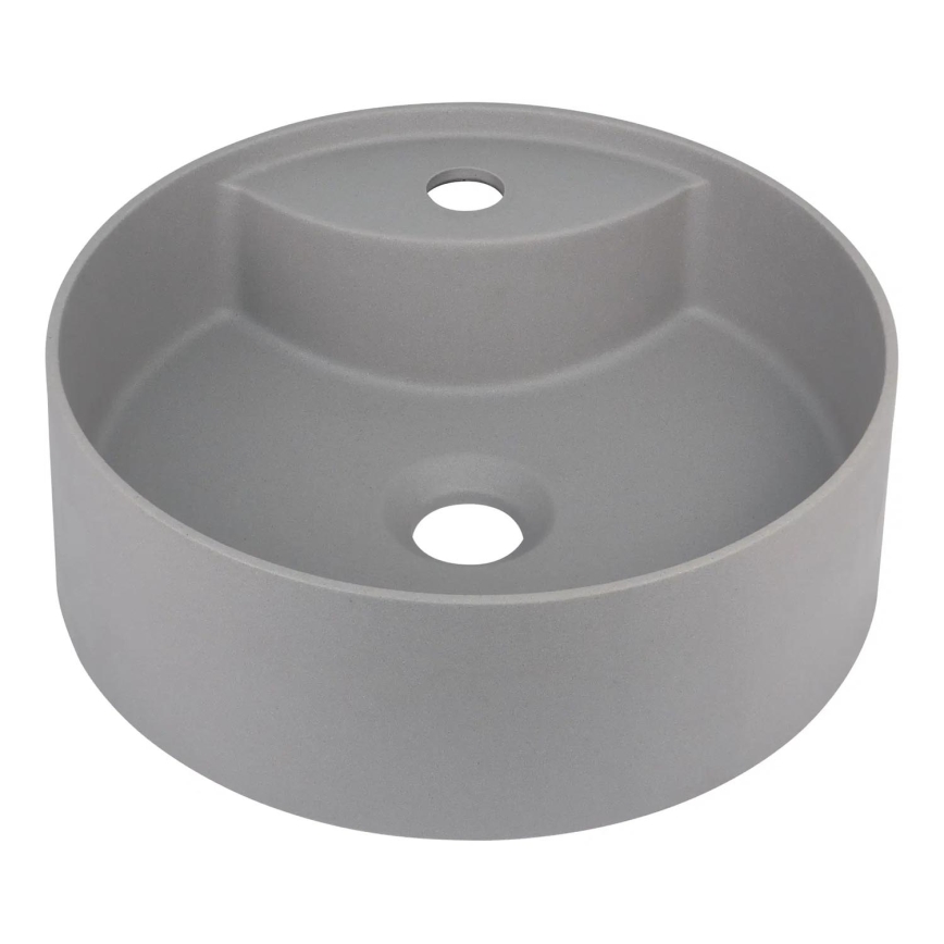Deante CQS_SU4B - Lavabo à poser sur plan SILIA avec perçage pour robinet Ø 36 cm, granit/gris métallisé