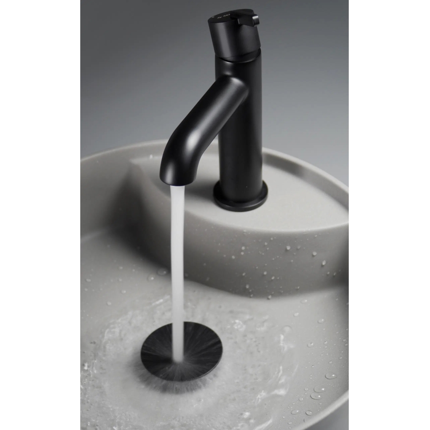 Deante CQS_SU4B - Lavabo à poser sur plan SILIA avec perçage pour robinet Ø 36 cm, granit/gris métallisé