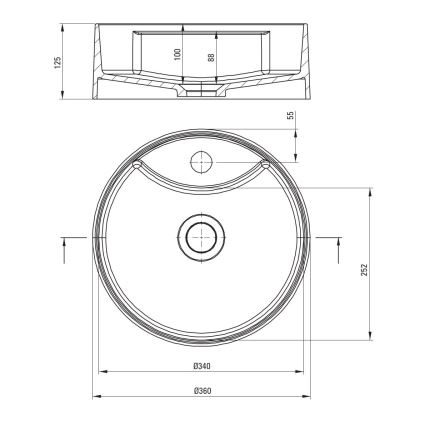 Deante CQS_SU4B - Lavabo à poser sur plan SILIA avec perçage pour robinet Ø 36 cm, granit/gris métallisé