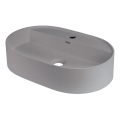 Deante CQS_SU6B - Lavabo da appoggio SILIA con foro per rubinetto, 35 x 55 cm, granito/grigio metallizzato