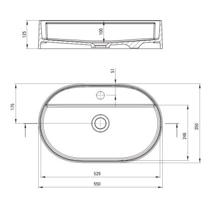 Deante CQS_SU6B - Lavabo à poser avec perçage pour mitigeur SILIA 35x55cm granit/gris métallisé
