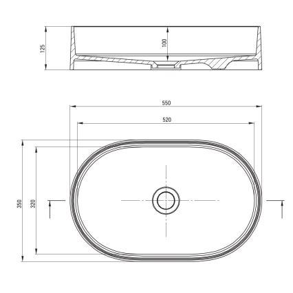 Deante CQS_SU6S - Lavabo da appoggio SILIA 35x55 cm granito/grigio metallico
