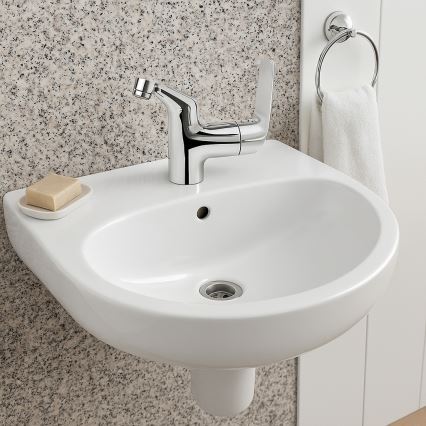 Deante - Lavabo sospeso JASMIN 45,7x36,4 + miscelatore per lavabo LEMON
