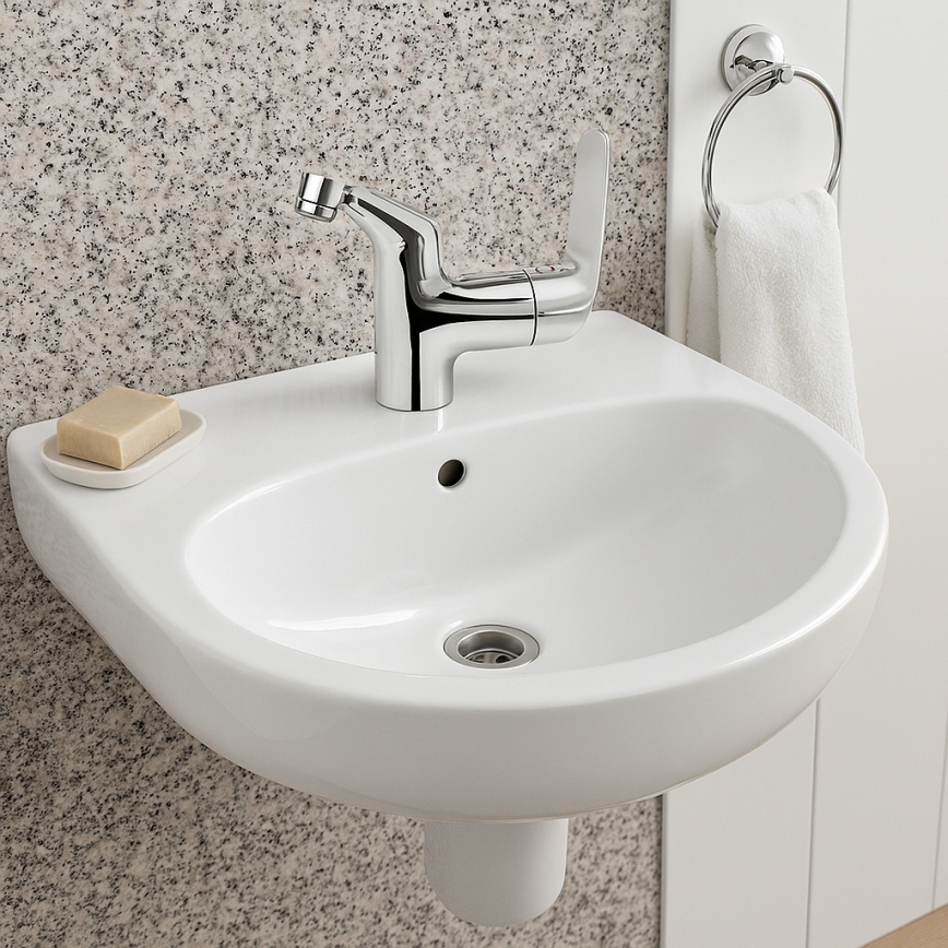 Deante - Lavabo sospeso JASMIN 45,7x36,4 + miscelatore per lavabo LEMON